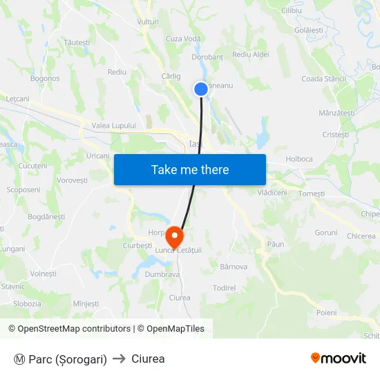 Ⓜ Parc (Șorogari) to Ciurea map