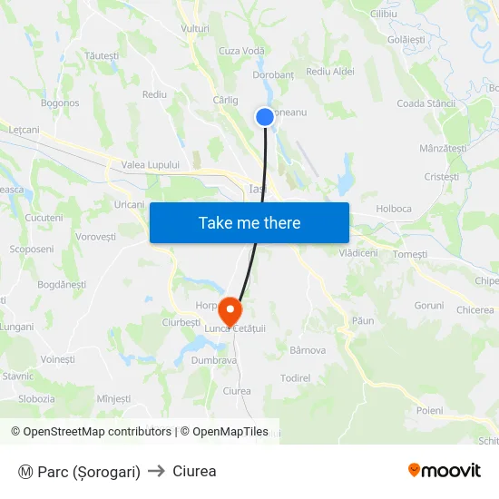 Ⓜ Parc (Șorogari) to Ciurea map