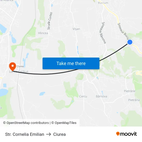 Str. Cornelia Emilian to Ciurea map