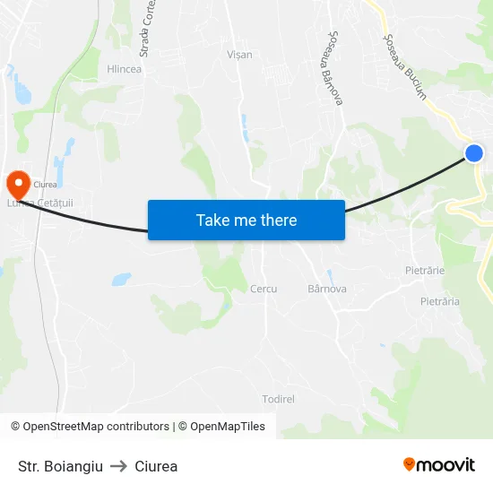 Str. Boiangiu to Ciurea map
