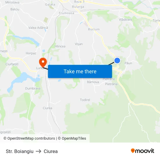 Str. Boiangiu to Ciurea map