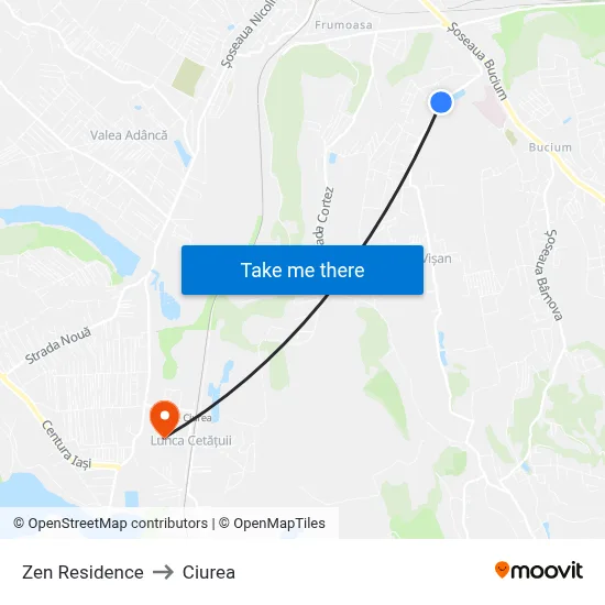 Zen Residence to Ciurea map