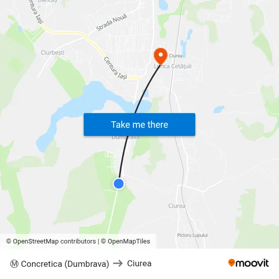 Ⓜ Concretica (Dumbrava) to Ciurea map