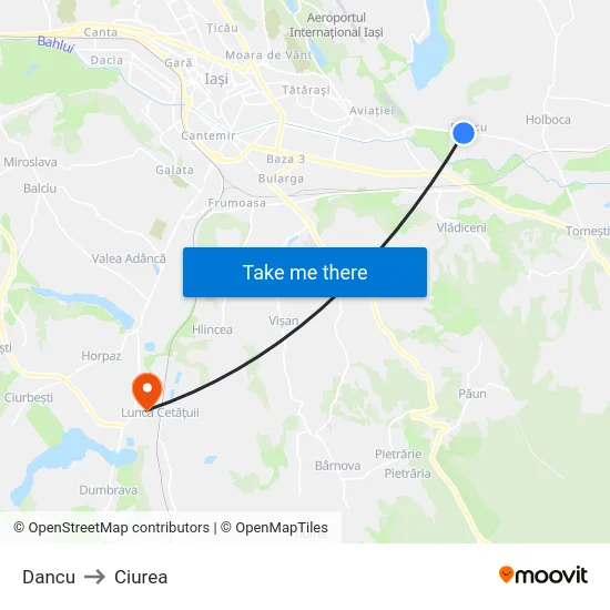 Dancu to Ciurea map