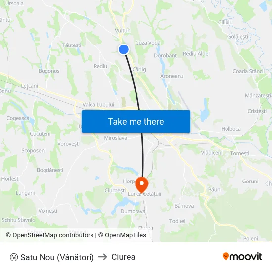 Ⓜ Satu Nou (Vânători) to Ciurea map