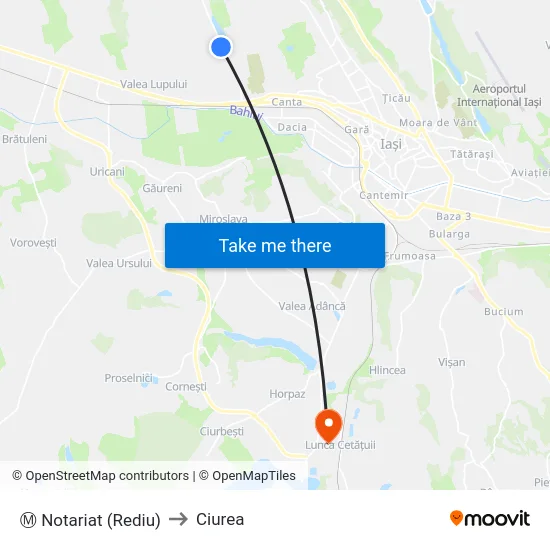 Ⓜ Notariat (Rediu) to Ciurea map