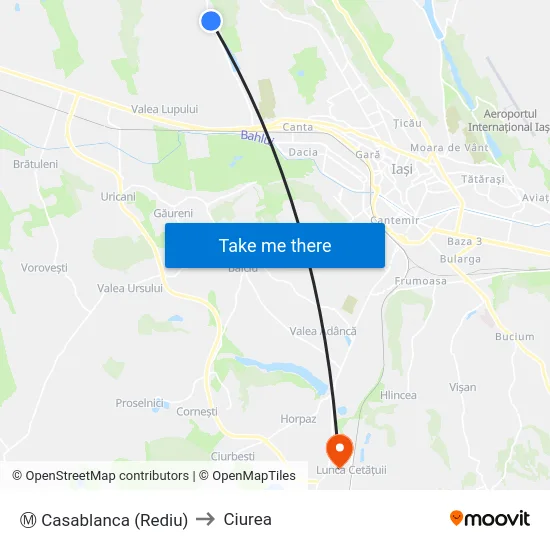 Ⓜ Casablanca (Rediu) to Ciurea map