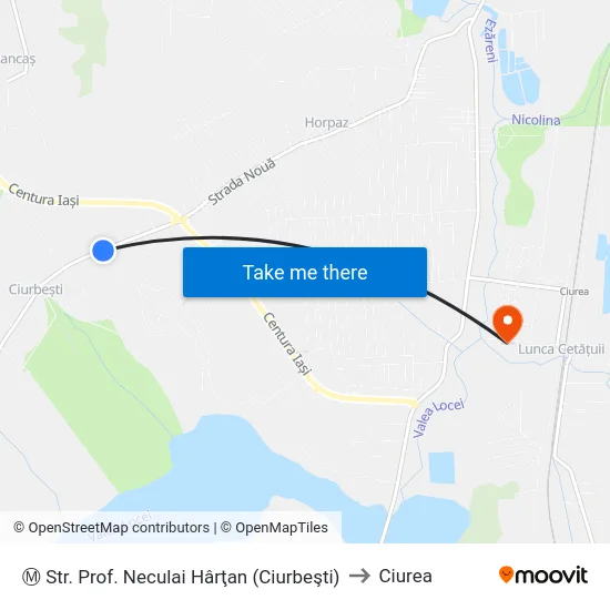 Ⓜ Str. Prof. Neculai Hârţan  (Ciurbeşti) to Ciurea map