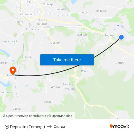 Ⓜ Depozite (Tomeşti) to Ciurea map