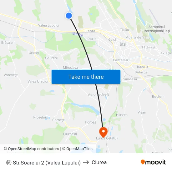 Ⓜ Str.Soarelui 2 (Valea Lupului) to Ciurea map