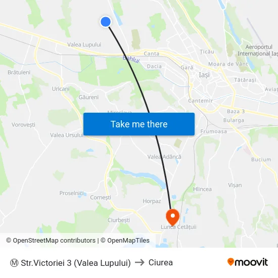 Ⓜ Str.Victoriei 3 (Valea Lupului) to Ciurea map