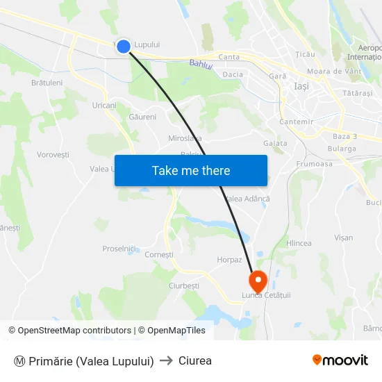 Ⓜ Primărie (Valea Lupului) to Ciurea map