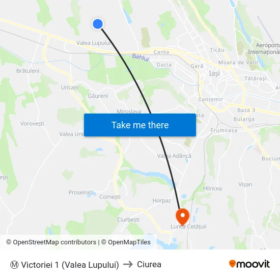 Ⓜ Victoriei 1 (Valea Lupului) to Ciurea map