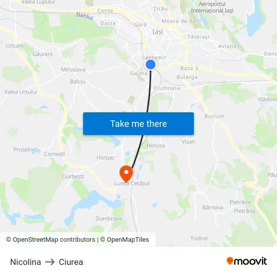 Nicolina to Ciurea map