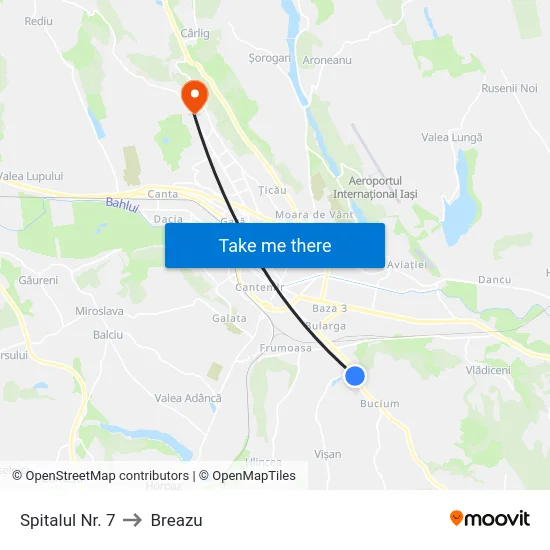 Spitalul Nr. 7 to Breazu map