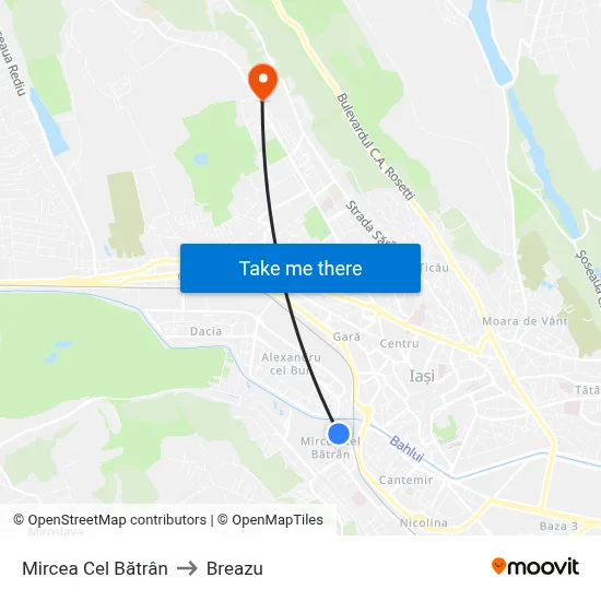 Mircea Cel Bătrân to Breazu map