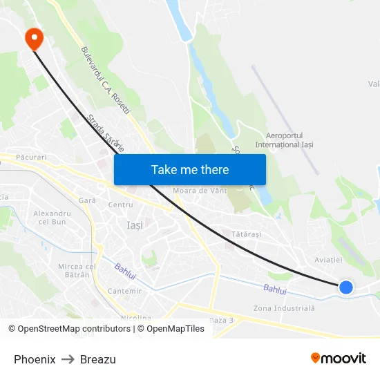 Phoenix to Breazu map