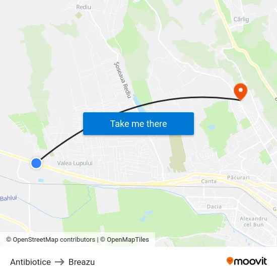 Antibiotice to Breazu map