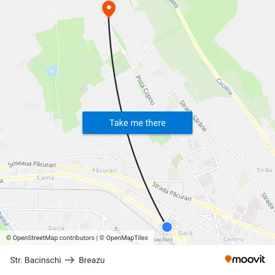 Str. Bacinschi to Breazu map