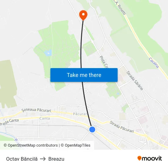 Octav Băncilă to Breazu map