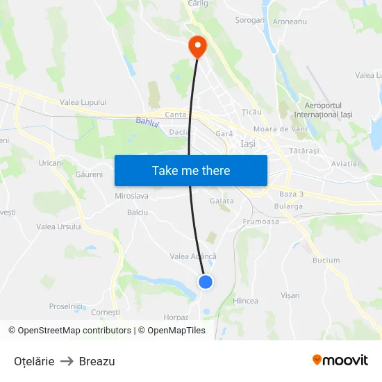 Oțelărie to Breazu map