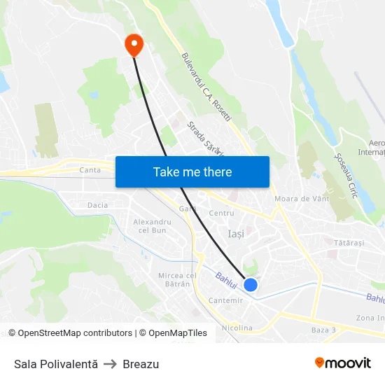 Sala Polivalentă to Breazu map