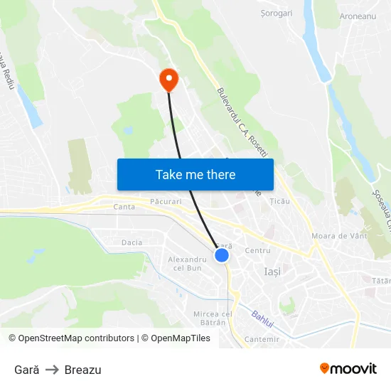 Gară to Breazu map
