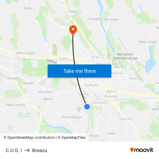 C.U.G. I to Breazu map