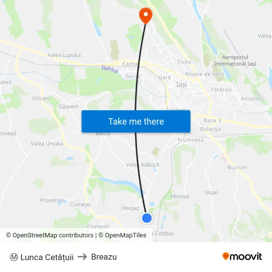 Ⓜ Lunca Cetățuii to Breazu map