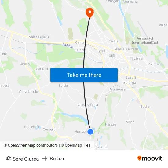 Ⓜ Sere Ciurea to Breazu map