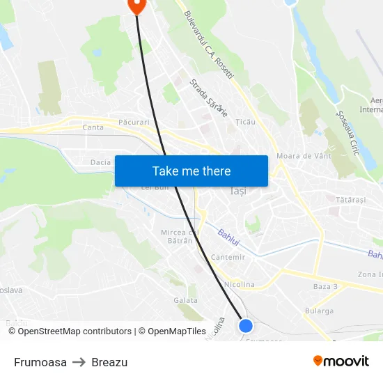 Frumoasa to Breazu map