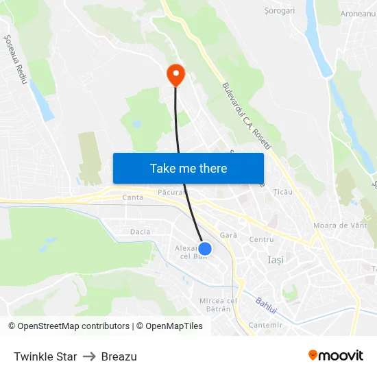 Twinkle Star to Breazu map