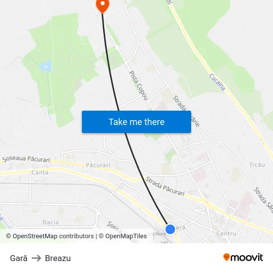 Gară to Breazu map