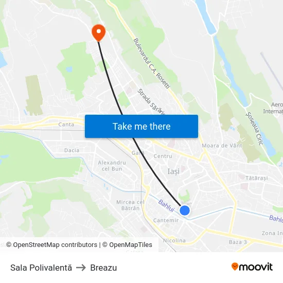 Sala Polivalentă to Breazu map