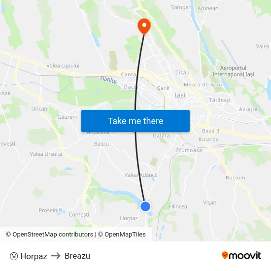 Ⓜ Horpaz to Breazu map