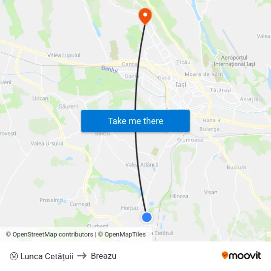 Ⓜ Lunca Cetățuii to Breazu map