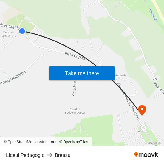 Liceul Pedagogic to Breazu map