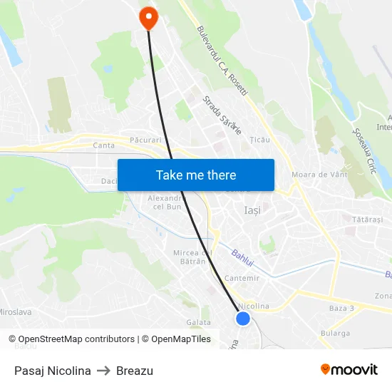 Pasaj Nicolina to Breazu map