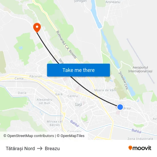 Tătărași Nord to Breazu map
