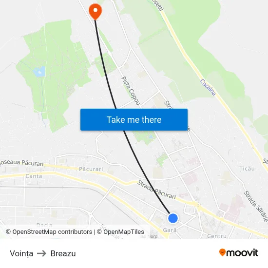 Voința to Breazu map