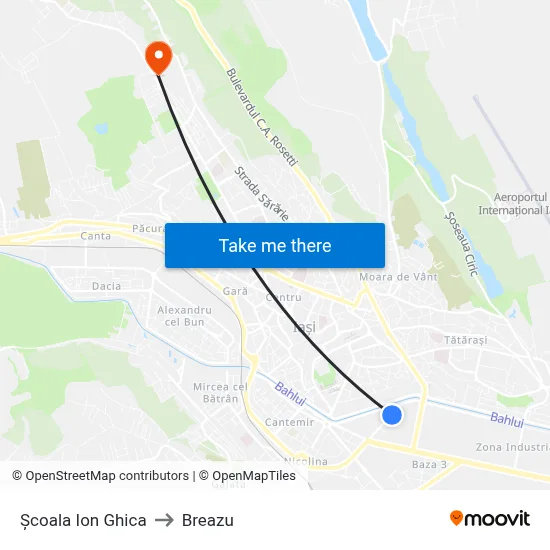 Școala Ion Ghica to Breazu map