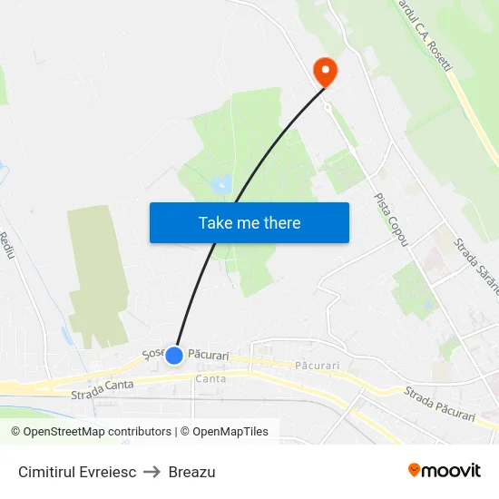 Cimitirul Evreiesc to Breazu map