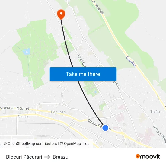Blocuri Păcurari to Breazu map