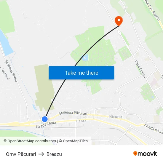 Omv Păcurari to Breazu map