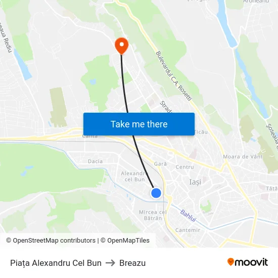 Piața Alexandru Cel Bun to Breazu map
