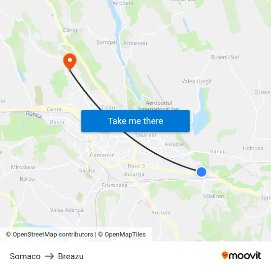 Somaco to Breazu map