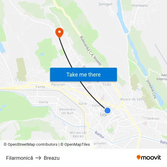 Filarmonică to Breazu map