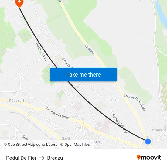 Podul De Fier to Breazu map