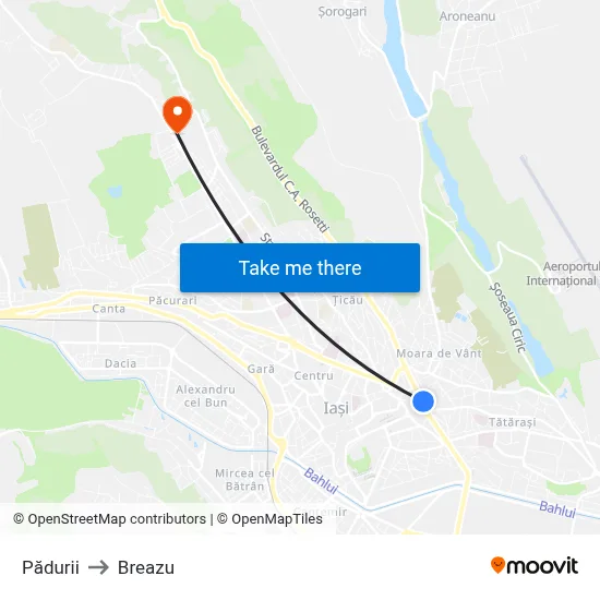 Pădurii to Breazu map