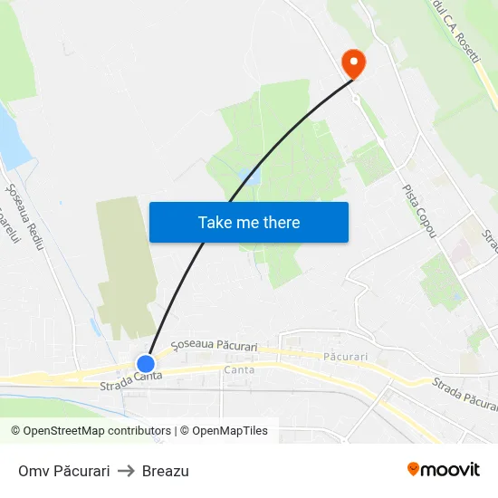 Omv Păcurari to Breazu map